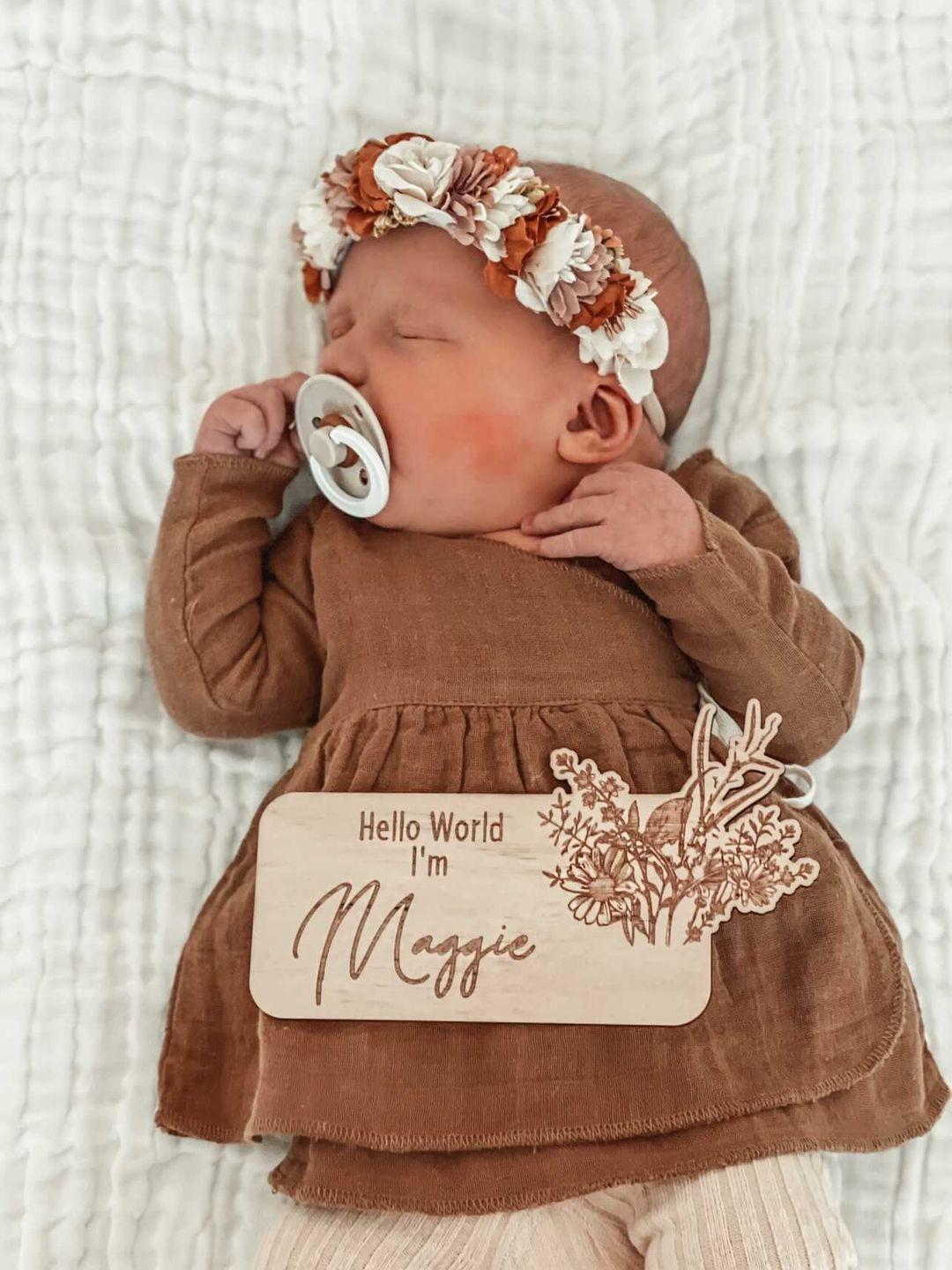 Wildflower Birth Announcement (Rectangle)